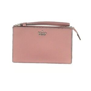 NEW Kate Spade Wristlet Women OS Dusty Peony Pink Saffiano Leather Chic Designer